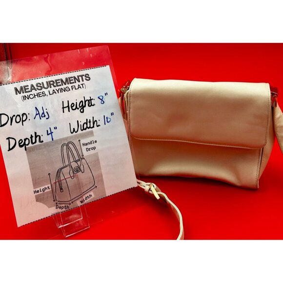 Worthington Crossbody Shoulder Bag Ivory Leather Trim Dual Zip Compartments - Picture 6 of 16